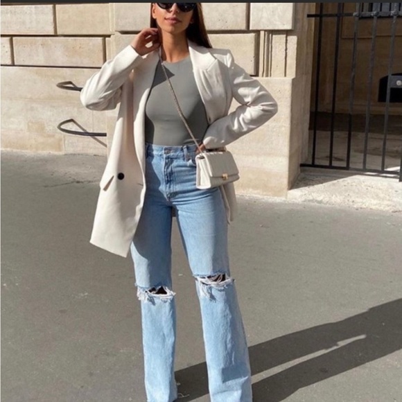 Zara Denim - Zara Ripped High Rise Straight Blue Jeans size 4